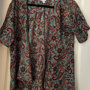 LuLaRoe Multicolor Paisley Girls Bianka Kimono Size 3 Like New
